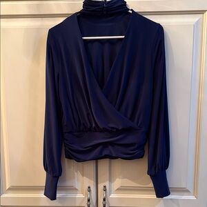 Express Navy Back Cut-out Blouse